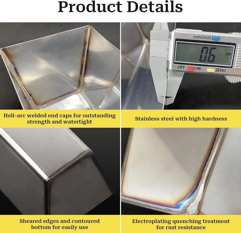 DEKEones Drywall Pan Mud, 12” Stainless Steel Watertight Reinforced Mud Pan, Tapered Sides, Drywall Tool Tray Bucket - Image 3